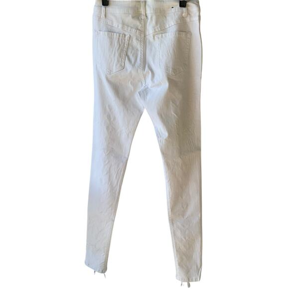 Redfox Jeans Womens Large White Lace Up Pants Skinny Grommet Stretch Shoestring - Picture 2 of 11